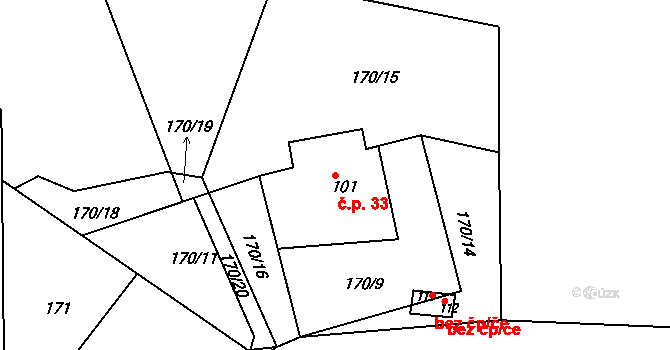 Stéblovice 33, Sobotka na parcele st. 101 v KÚ Stéblovice, Katastrální mapa