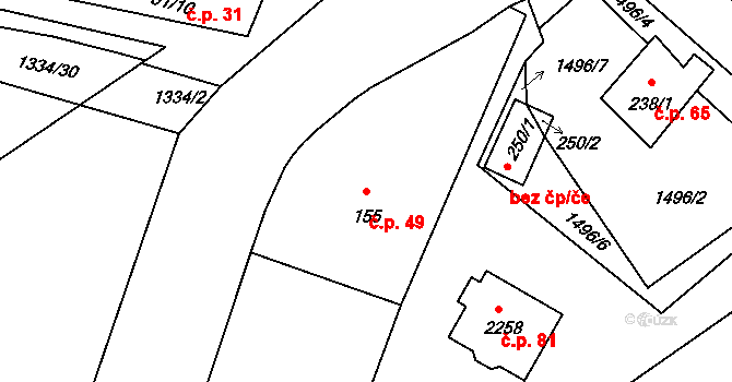 Chotýčany 49 na parcele st. 155 v KÚ Chotýčany, Katastrální mapa