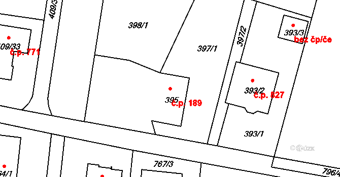 Skřečoň 189, Bohumín na parcele st. 395 v KÚ Skřečoň, Katastrální mapa