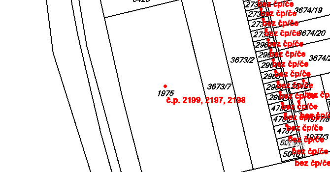 Břeclav 2197,2198,2199 na parcele st. 1975 v KÚ Břeclav, Katastrální mapa