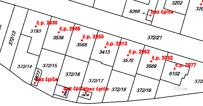 Břeclav 2813 na parcele st. 3413 v KÚ Břeclav, Katastrální mapa