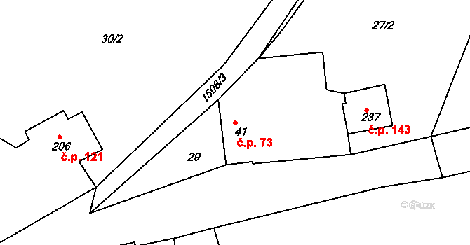 Hrozňatov 73, Cheb na parcele st. 41 v KÚ Starý Hrozňatov, Katastrální mapa