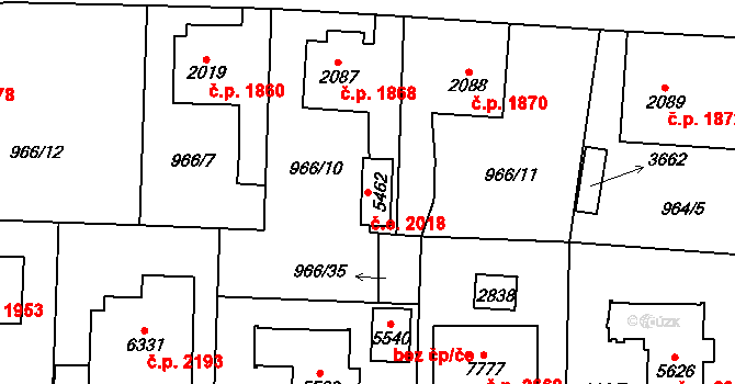 Cheb 2018 na parcele st. 5462 v KÚ Cheb, Katastrální mapa
