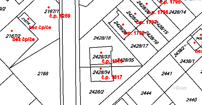 Turnov 1818 na parcele st. 2428/33 v KÚ Turnov, Katastrální mapa