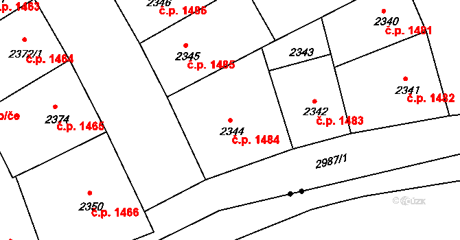 Nusle 1484, Praha na parcele st. 2344 v KÚ Nusle, Katastrální mapa