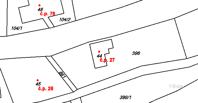 Volanov 27, Trutnov na parcele st. 44 v KÚ Volanov, Katastrální mapa