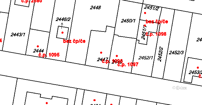 České Budějovice 5 1096, České Budějovice na parcele st. 2447 v KÚ České Budějovice 5, Katastrální mapa