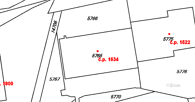 Vsetín 1534 na parcele st. 5765 v KÚ Vsetín, Katastrální mapa