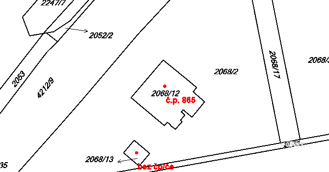 Pražské Předměstí 865, Jaroměř na parcele st. 2068/12 v KÚ Jaroměř, Katastrální mapa