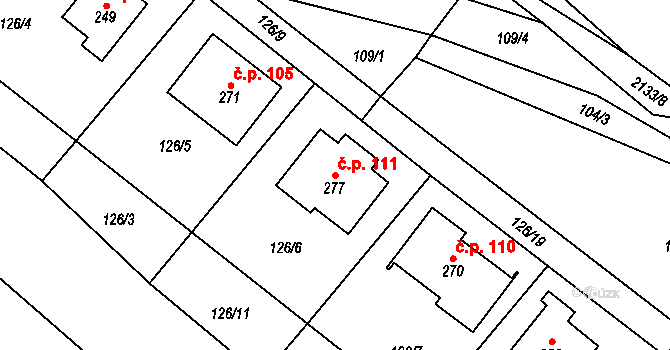 Žichlice 111, Hromnice na parcele st. 277 v KÚ Žichlice u Hromnic, Katastrální mapa