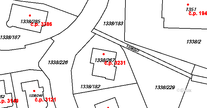 Česká Lípa 3231 na parcele st. 1338/267 v KÚ Česká Lípa, Katastrální mapa