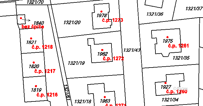 Polná 1272 na parcele st. 1962 v KÚ Polná, Katastrální mapa