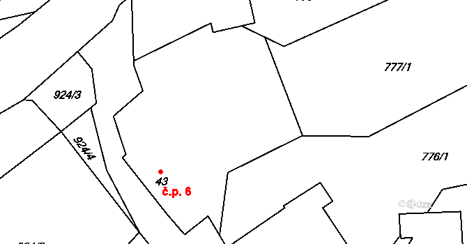 Hlivín 6, Bystřice na parcele st. 43 v KÚ Kobylí, Katastrální mapa