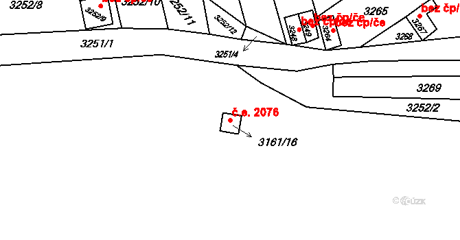 Jirkov 2076 na parcele st. 3161/16 v KÚ Jirkov, Katastrální mapa