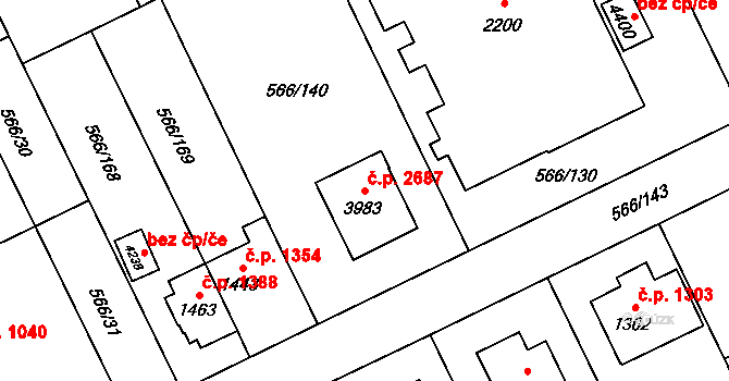 Zábřeh 2687, Ostrava na parcele st. 3983 v KÚ Zábřeh nad Odrou, Katastrální mapa