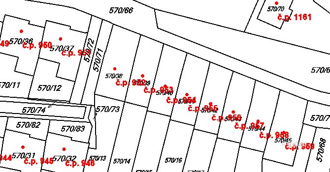 Svinov 954, Ostrava na parcele st. 570/40 v KÚ Svinov, Katastrální mapa