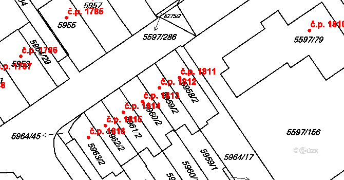 Velké Meziříčí 1811 na parcele st. 5958/2 v KÚ Velké Meziříčí, Katastrální mapa