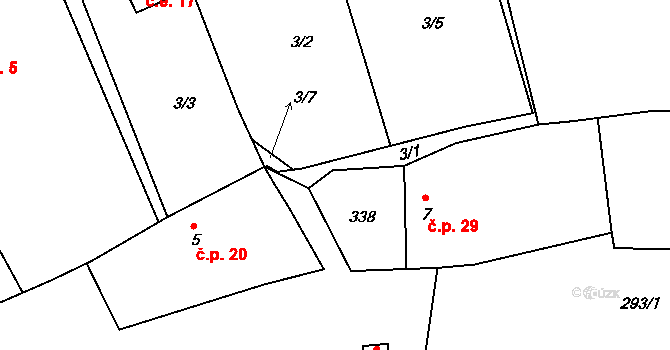 Chlístovice 38247933 na parcele st. 338 v KÚ Zdeslavice u Chlístovic, Katastrální mapa