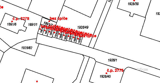 Teplice 39138933 na parcele st. 1928/15 v KÚ Teplice, Katastrální mapa