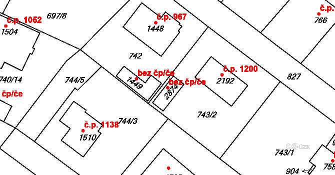 Neratovice 39364933 na parcele st. 2874 v KÚ Neratovice, Katastrální mapa