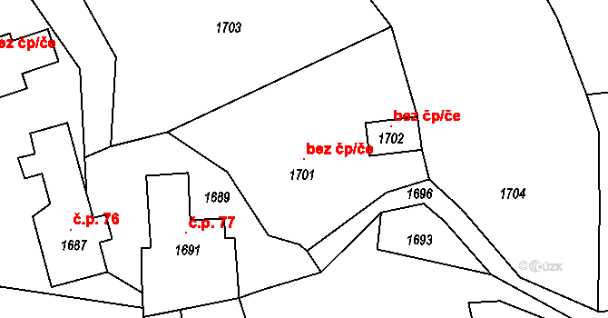 Jablůnka 39526933 na parcele st. 1701 v KÚ Jablůnka, Katastrální mapa