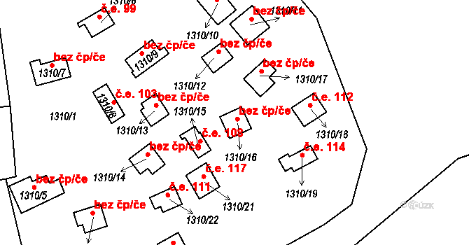 Praha 40474933 na parcele st. 1310/16 v KÚ Slivenec, Katastrální mapa