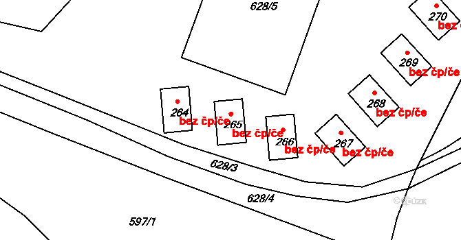 Dobronice u Bechyně 40885933 na parcele st. 265 v KÚ Dobronice u Bechyně, Katastrální mapa