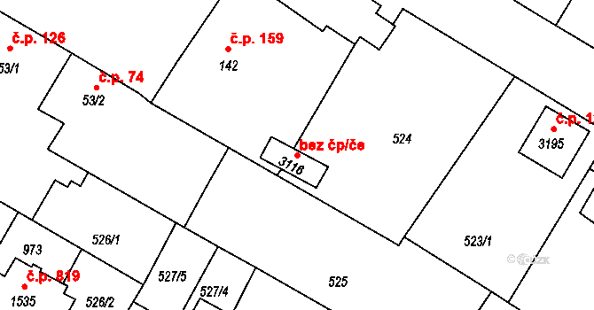 Sezimovo Ústí 40908933 na parcele st. 3116 v KÚ Sezimovo Ústí, Katastrální mapa