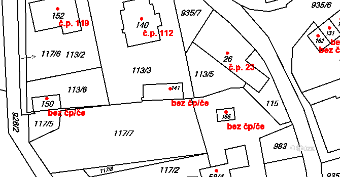 Kostelní Radouň 42644933 na parcele st. 141 v KÚ Kostelní Radouň, Katastrální mapa