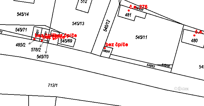 Nučice 42945933 na parcele st. 482/4 v KÚ Nučice u Rudné, Katastrální mapa