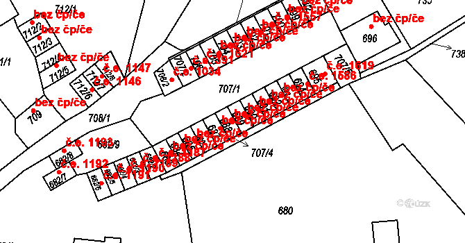 Děčín 43645933 na parcele st. 688 v KÚ Děčín, Katastrální mapa