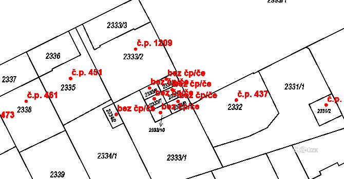 Opava 43784933 na parcele st. 2333/5 v KÚ Opava-Předměstí, Katastrální mapa