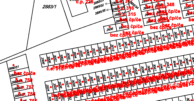 Orlová 43975933 na parcele st. 3007 v KÚ Horní Lutyně, Katastrální mapa