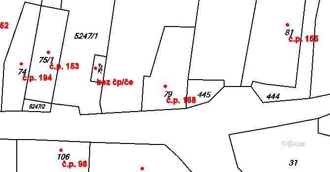 Brumovice 158 na parcele st. 79 v KÚ Brumovice u Opavy, Katastrální mapa