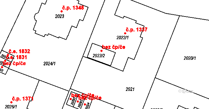 Teplice 45126933 na parcele st. 2022/2 v KÚ Teplice, Katastrální mapa