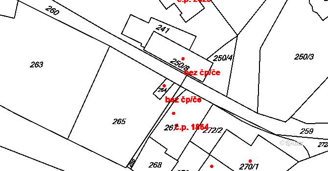 Rožnov pod Radhoštěm 45647933 na parcele st. 264 v KÚ Tylovice, Katastrální mapa