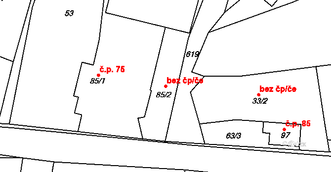 Ledce 49142933 na parcele st. 85/2 v KÚ Ledce u Mladé Boleslavi, Katastrální mapa