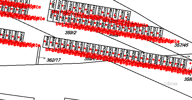 Rousínov 135 na parcele st. 359/33 v KÚ Rousínov u Vyškova, Katastrální mapa