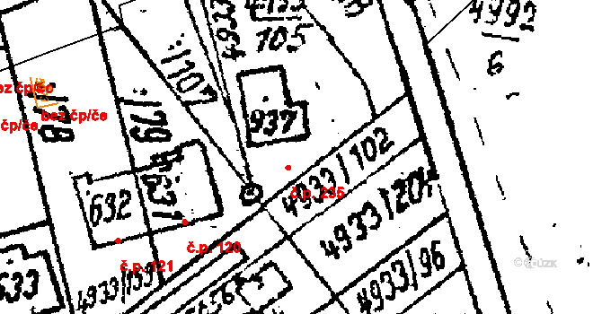 Pasohlávky 235 na parcele st. 937 v KÚ Pasohlávky, Katastrální mapa