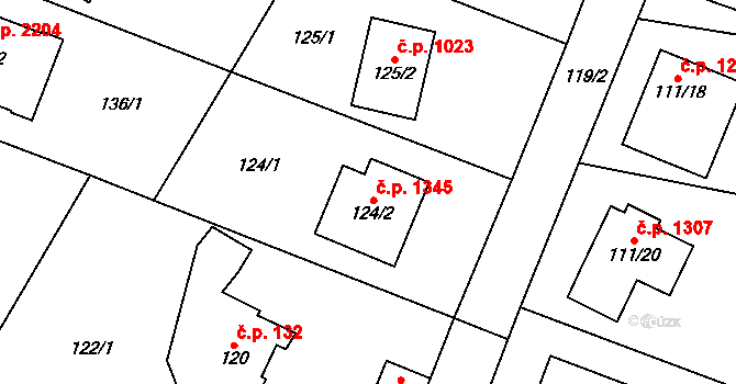 Černošice 1345 na parcele st. 124/2 v KÚ Černošice, Katastrální mapa