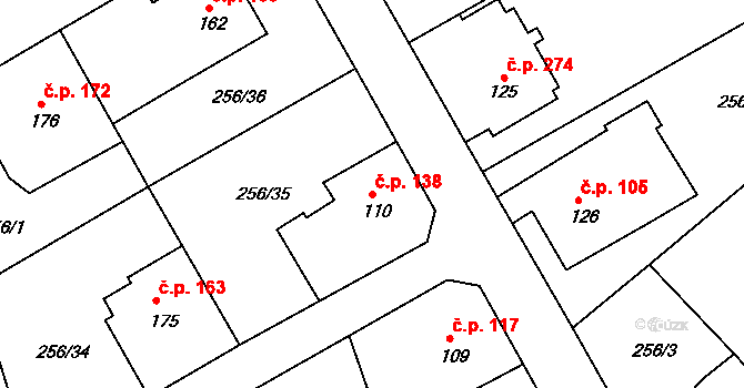Babí 138, Náchod na parcele st. 110 v KÚ Babí u Náchoda, Katastrální mapa