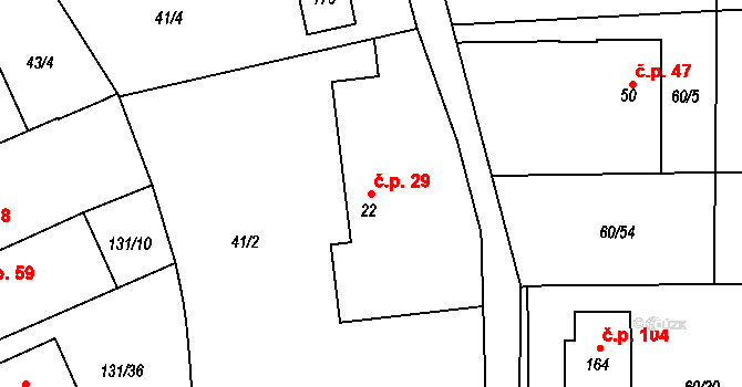 Blato 29, Mikulovice na parcele st. 22 v KÚ Blato, Katastrální mapa