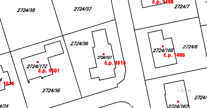 Kylešovice 1515, Opava na parcele st. 2724/167 v KÚ Kylešovice, Katastrální mapa