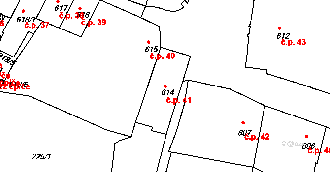 Plešivec 41, Český Krumlov na parcele st. 614 v KÚ Český Krumlov, Katastrální mapa