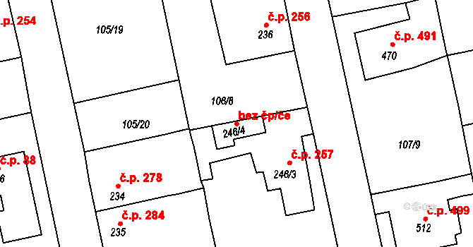 Rudná 97662933 na parcele st. 246/4 v KÚ Dušníky u Rudné, Katastrální mapa