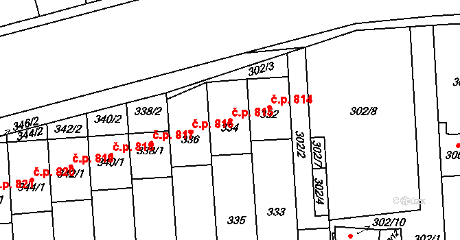 Pohořelice 815 na parcele st. 334 v KÚ Pohořelice nad Jihlavou, Katastrální mapa
