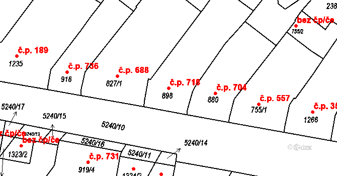 Velké Bílovice 718 na parcele st. 898 v KÚ Velké Bílovice, Katastrální mapa