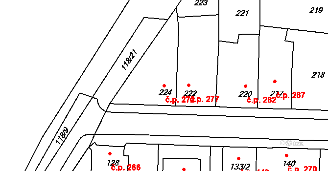 Zdounky 272 na parcele st. 224 v KÚ Zdounky, Katastrální mapa