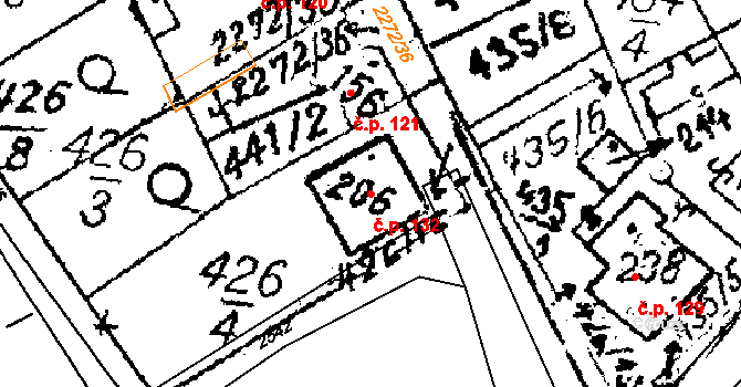 Ctidružice 132 na parcele st. 206 v KÚ Ctidružice, Katastrální mapa