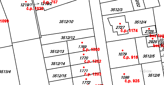 Lipník nad Bečvou I-Město 1350, Lipník nad Bečvou na parcele st. 1769 v KÚ Lipník nad Bečvou, Katastrální mapa